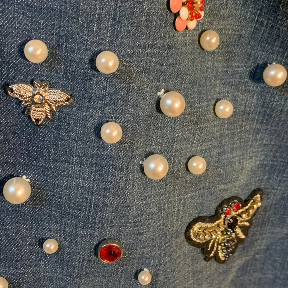 Cristina brand jeans pearl and rhinestone embellishments Embellished Blue Jeans - Picture 10 of 14
